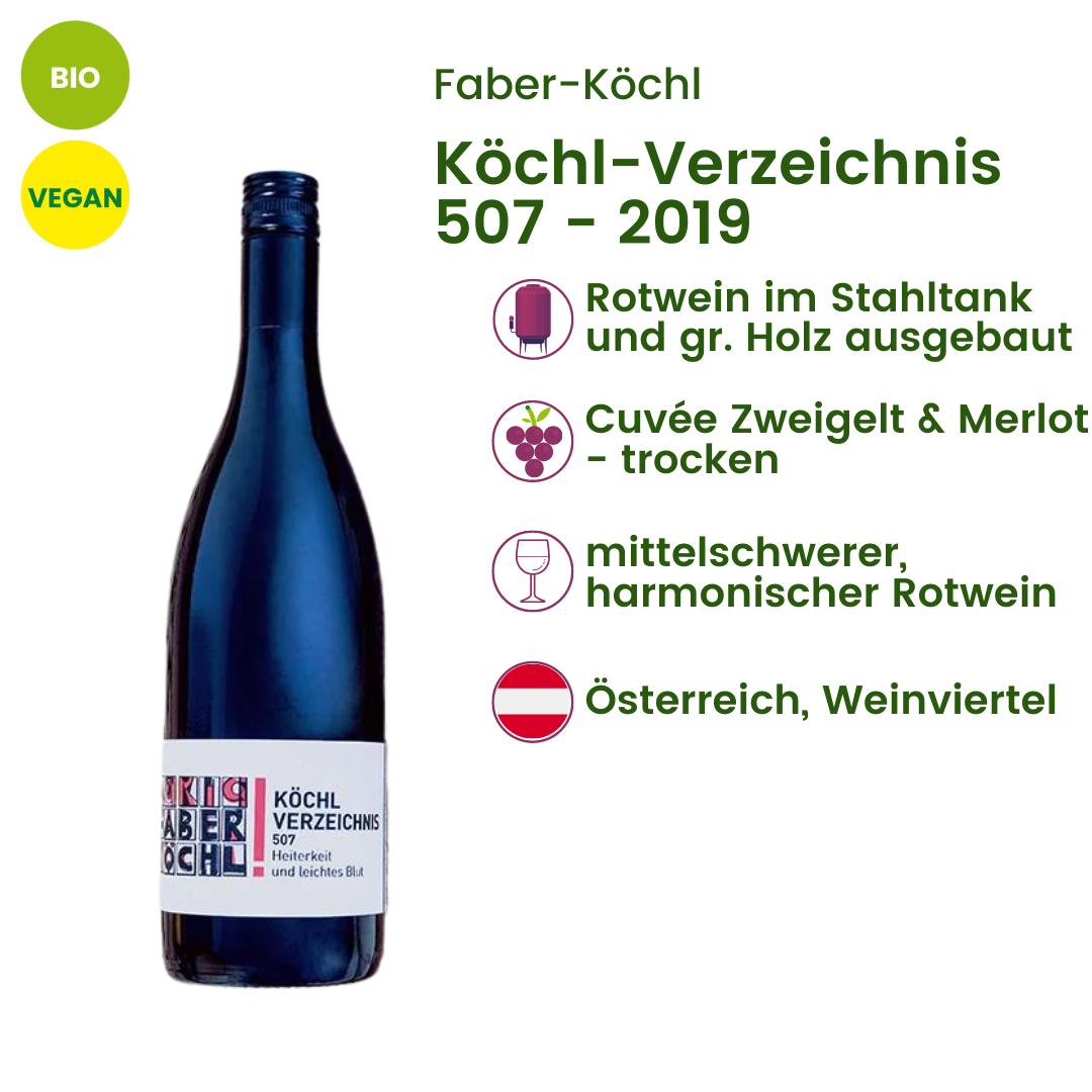 Weinversand | – | Verzeichnis Köchl VINOGREENO.de Weingut 2019 Cuvée Rot 507 Faber-Köchl